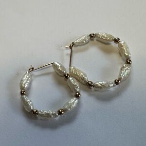 Freshwater Pearl and gold ball earrings